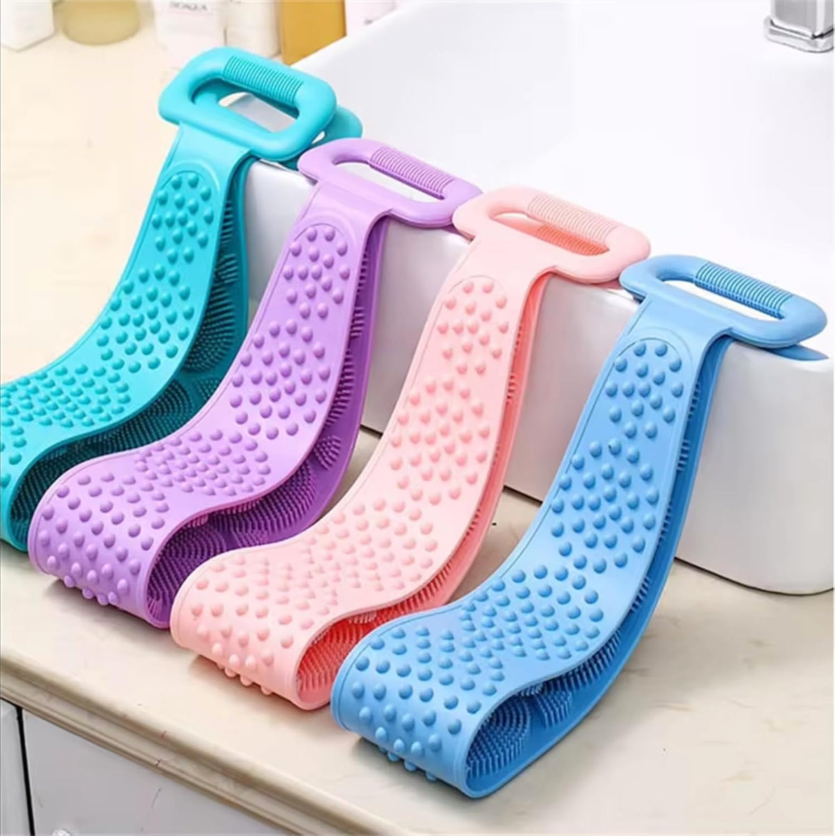 Silicone Body Scrubber Bath Belt With Massage Nubs